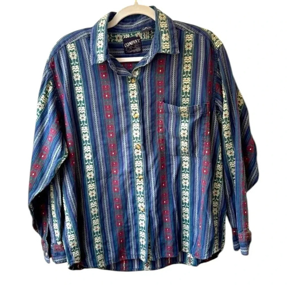 Vintage Country core Company One women’s western style top Sz XL 100% cotton - Picture 1 of 9